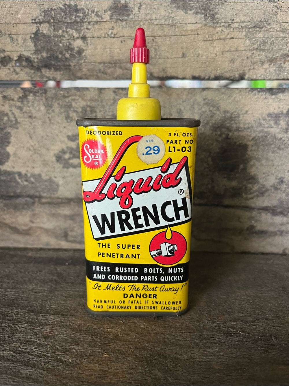 Vtg Liquid Wrench Yellow Penetrant Oil Can 1960s
